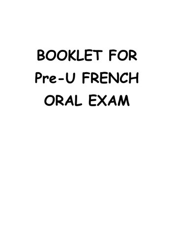 French Pre-U speaking exam booklet 