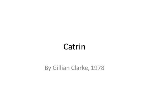 Conflict Poetry - 'Catrin'