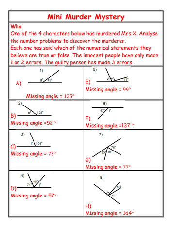 Angles mini murder mystery