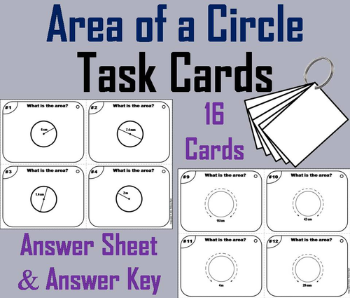 Area of a Circle Task Cards