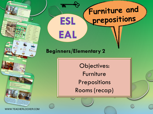ESL - EAL Where I live - fourniture and preposition Unit 3 lesson 3 (lesson + exercises) (No Prep)