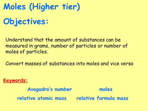 AQA C3.3 (New Spec - exams 2018) - Moles (Higher Tier)