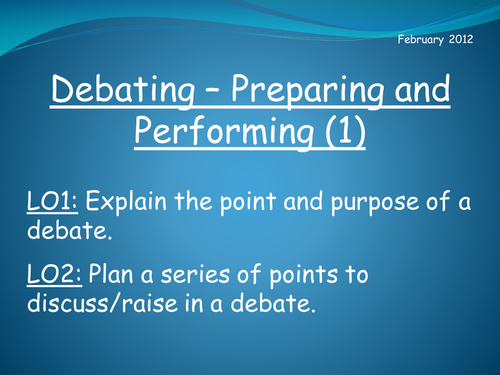Planning and Preparing for a Debate