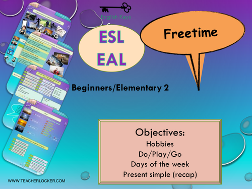 ESL - EAL Hobbies -verbs play/do/go -days of the week Unit 4 lesson 1 (lesson + exercises) (No Prep)