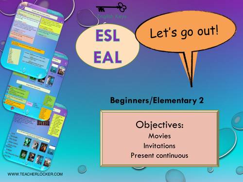 ESL - EAL Hobbies -Movies, invitation -Unit 4 lesson 3 (lesson + exercises) (No Prep)