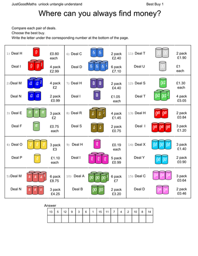 Best Buys 1 Decide On The Best Value For Money To Decode The Money Joke Teaching Resources