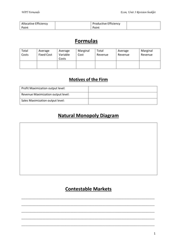 Economics unit 3 revision booklet (Edexcel)