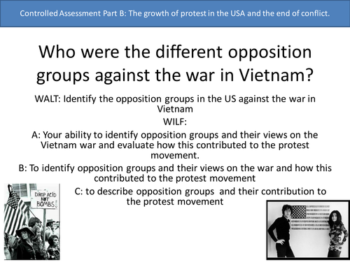 Who were the different opposition groups against the war in Vietnam? GCSE