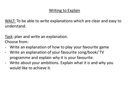 Writing To Explain