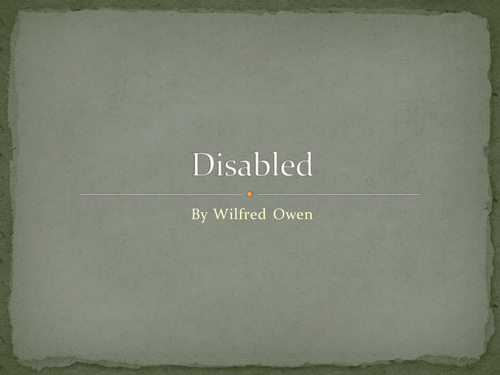 Disabled by Wilfred Owen