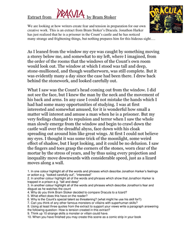  Dracula by Bram Stoker GCSE Descriptive Writing Assignment and activities