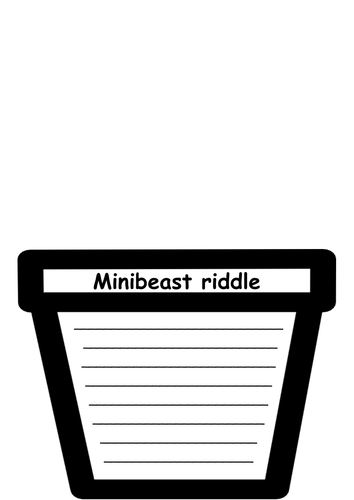 Minibeast riddle plan pot writing frame card