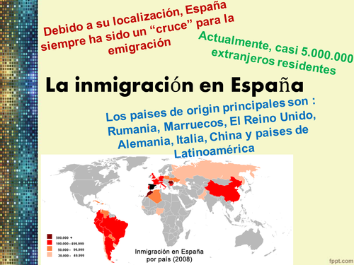 La inmigracion en Espana - Immigration in Spain