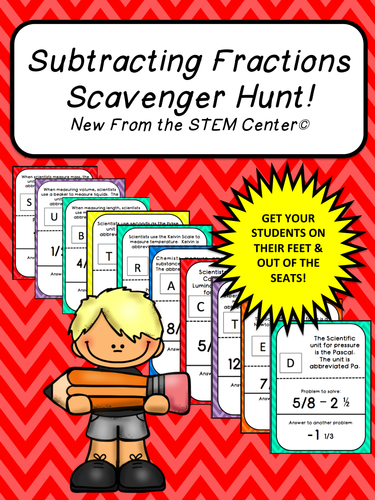 Fractions Subtraction: Scavenger hunt