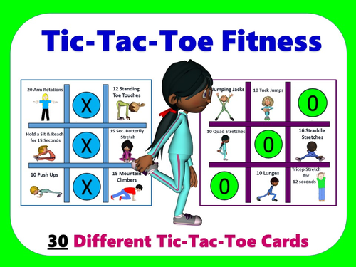 Tic-Tac-Toe Fitness- 15 Unique Tic-Tac-Toe Exercise Cards & Activity Plan