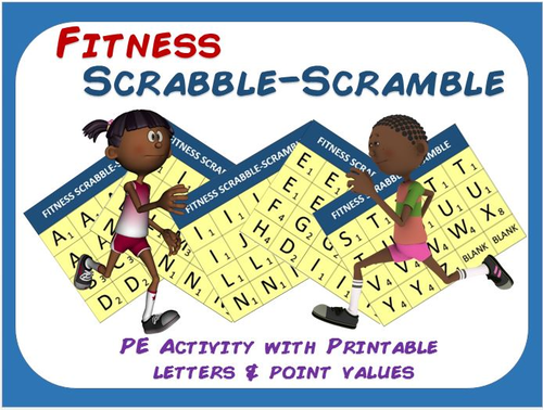 Fitness Scrabble-Scramble: PE Activity with Printable Letters and Point Values