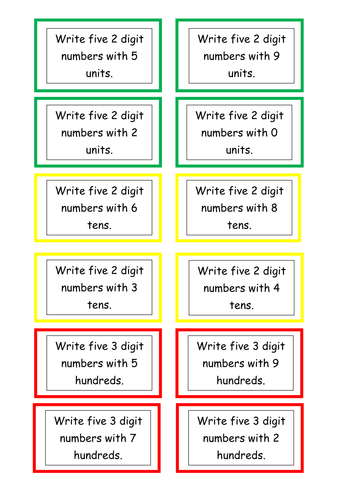 KS2 Maths Place value challenge cards