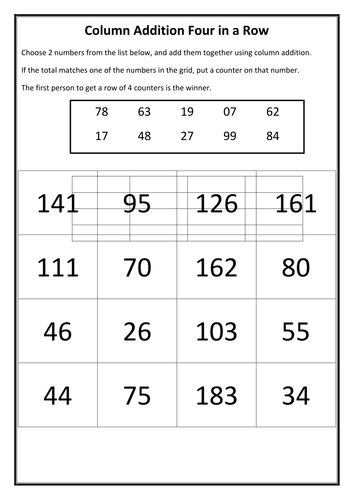 KS2 Maths Column addition game