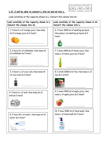 KS2 Maths converting capacity word problems