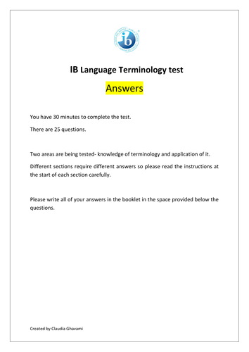 IB English Lang/ Lit Paper 1 Terminology