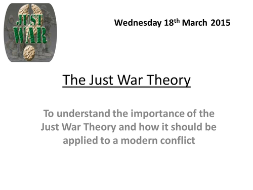 Just War Lesson for GCSE rated Outstanding