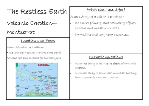 The Restless Earth Case Study Revision Cards