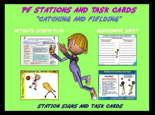 PE Skill Stations and Task Cards- “Catching and Fielding”