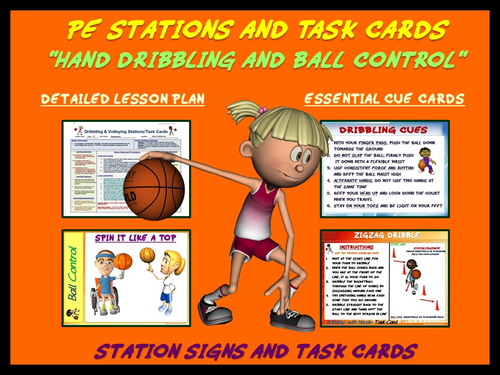 PE Skill Stations and Task Cards- “Hand Dribbling and Ball Control”