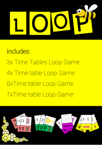 Time Tables 3, 4,6 and 7 Loop Games - Intermediate