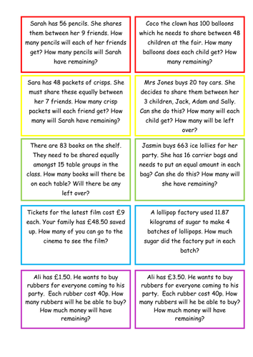 Ks2 Maths Division With Remainders Word Problems | Teaching Resources