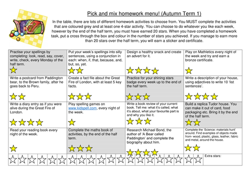Homework menu ks1 06 image