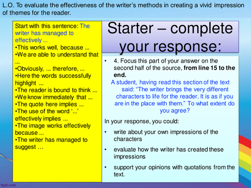 AQA Paper 1 Language Section A, Q1, 2, 3 and 4 NEW 9-1 | Teaching Resources