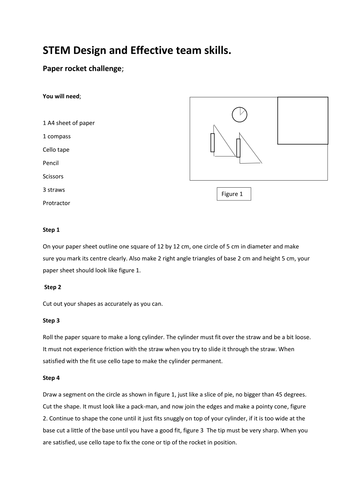 Forces and STEM low cost  and high impact  rocket challenge for Secondary school and high School.