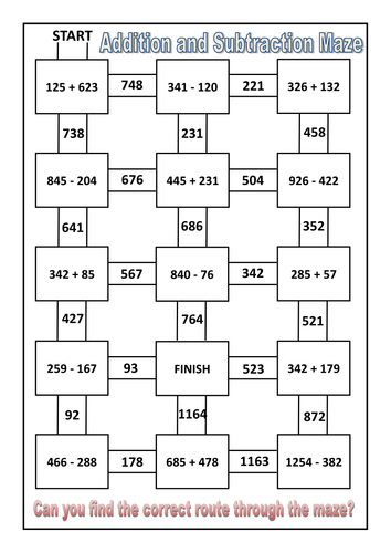 Addition and Subtraction Maze Activity Collection by prof689 - Teaching