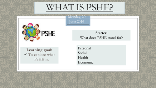 PSHE tutor activities