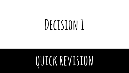 A level applied maths: Decision revison