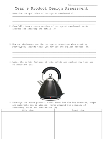 Year 9 product design assessment