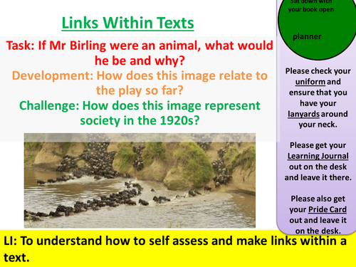 AQA GCSE Literature New Specification: An Inspector Calls lesson - Links within texts