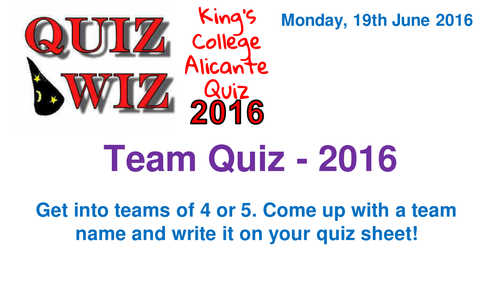 2016 End of year quiz