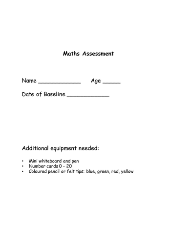 Reception Number Assessment for Baseline
