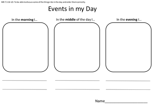 Sequencing Daily Events Picture / writing activity.