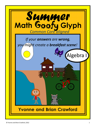 Summer Review Math Goofy Glyph (Algebra Common Core)