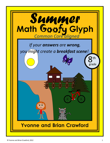 Summer Review Math Goofy Glyph (8th grade Common Core)