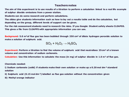 Titration investigation-Power station emissions