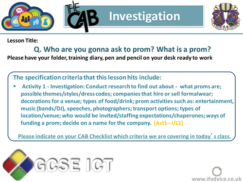 Edexcel CAB prompts - Investigation section