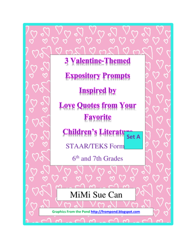 3 Valentine-Themed Expository Prompts Children's Books Set A 6th 7th Grades