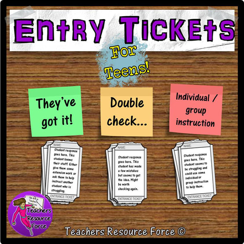 Entry Tickets for Teens: check prior knowledge