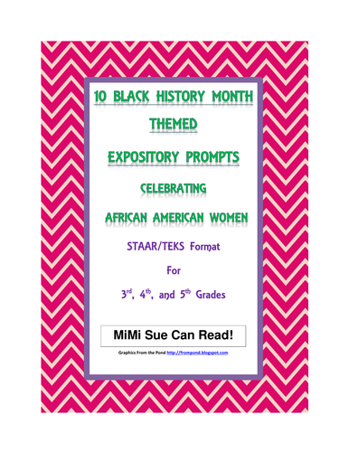 10 Black History Month (Female) Expository Writing Prompts STAAR 3rd 4th 5th