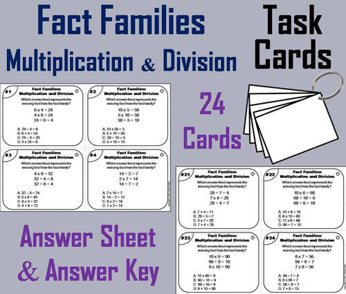 Fact Families: Multiplication and Division Task Cards