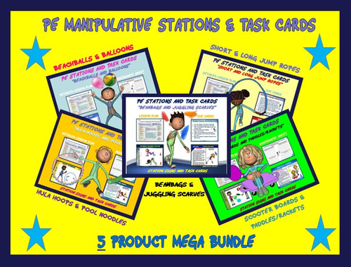 PE Manipulative Stations and Task Cards- “Mega Bundle”